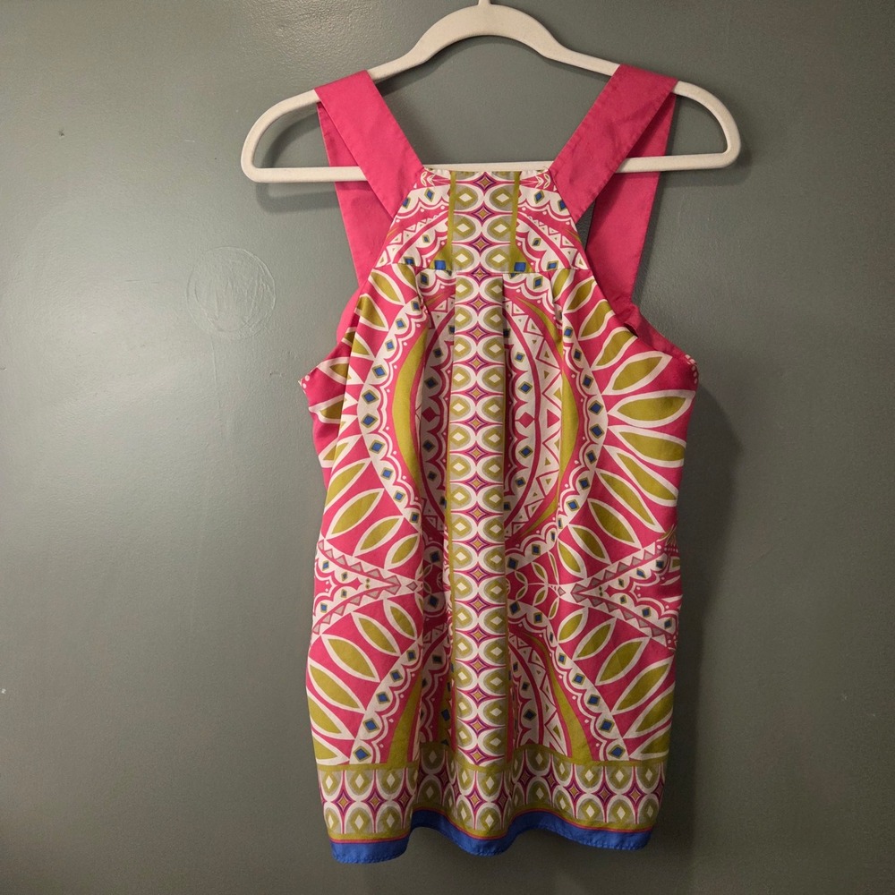 Banana Republic Women's 100% Silk Geometric Print Tank Sleeveless Blouse Size M